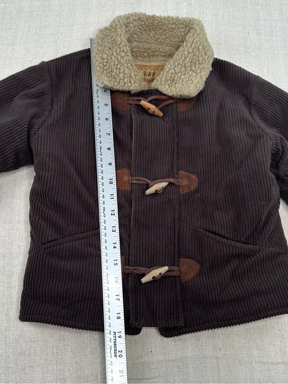 Corky & Company Vintage Kids Brown Corduroy Sherpa Lined Toggle Coat Jacket 4-5T